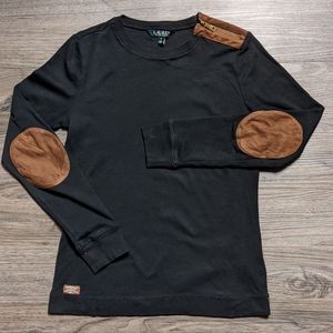 Lauren Ralph Lauren Black Top with Elbow Patches